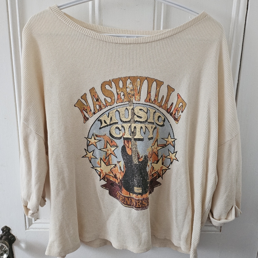 VINTAGE CANVAS: Nashville Music City 3/4 Sleeve Tee